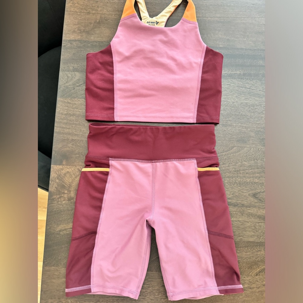 Old Navy Athletics Girls L Tank and High Waisted Shorts Set